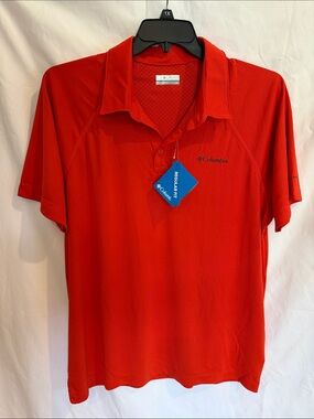 Columbia Men’s Dark Orange Performance Polo w/ Omni-Shade, Large NEW